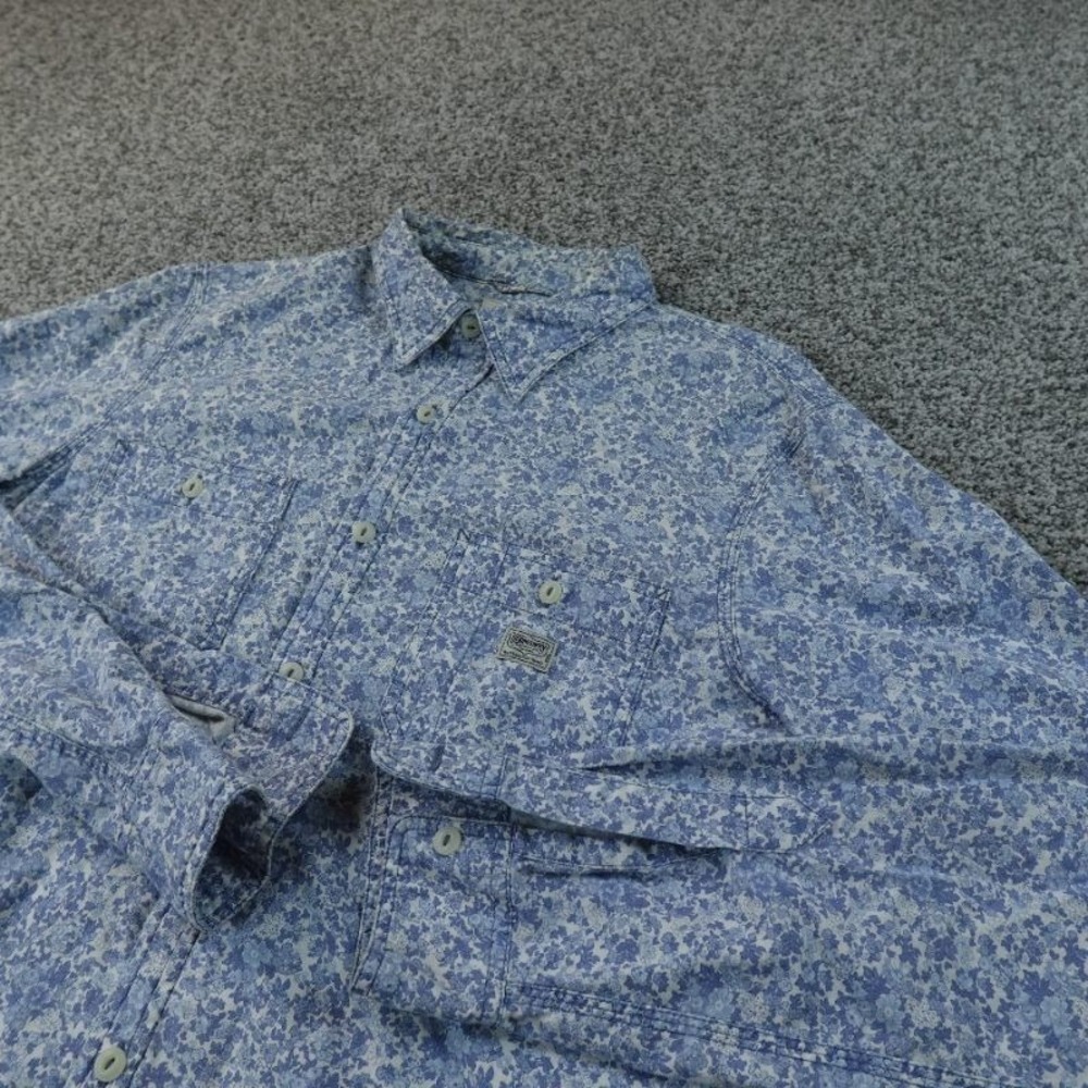 Denim Supply Ralph Lauren Shirt Mens M Blue Floral Print Button Up Long Sleeve